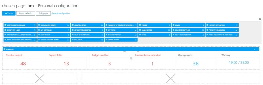 Personalizzazione dashboard